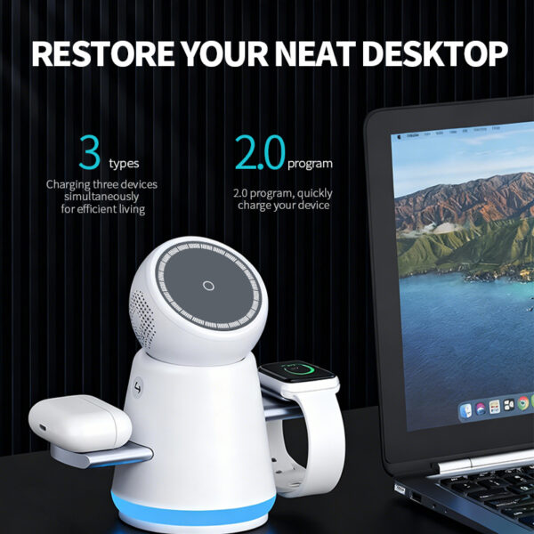 Chargeur sans fil rotatif tactile R9 3-en-1 R9 3-in-1 Rotary Touch Wireless Charger